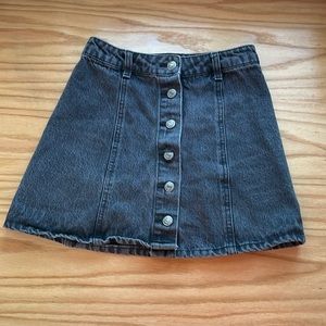Black denim button up skirt